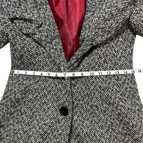 Express Womens XS Herringbone Wool Blend Coat With Lapel Collar & Button Closure - Picture 8 of 11